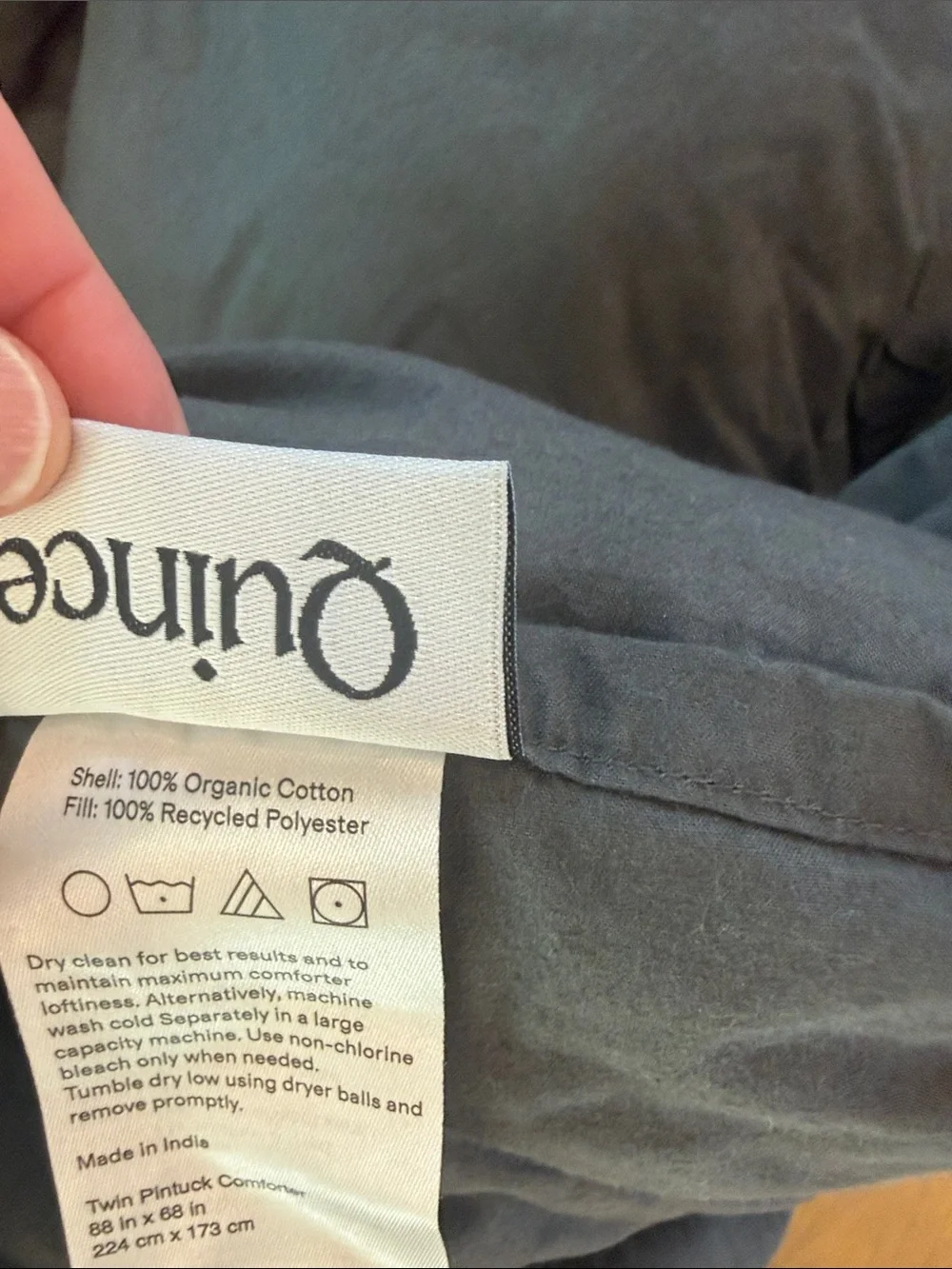 Beautiful Quince Cotton Pintuck Comforter in Nightfall, Twin size.  This is a cu